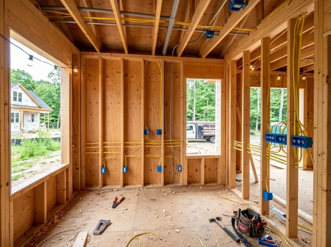 New construction electrical rough-in wiring residential addition Colts Neck NJ