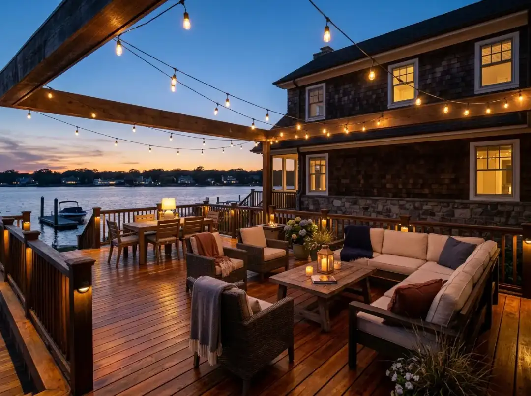 Outdoor driveway and patio lighting installation residential Rumson NJ