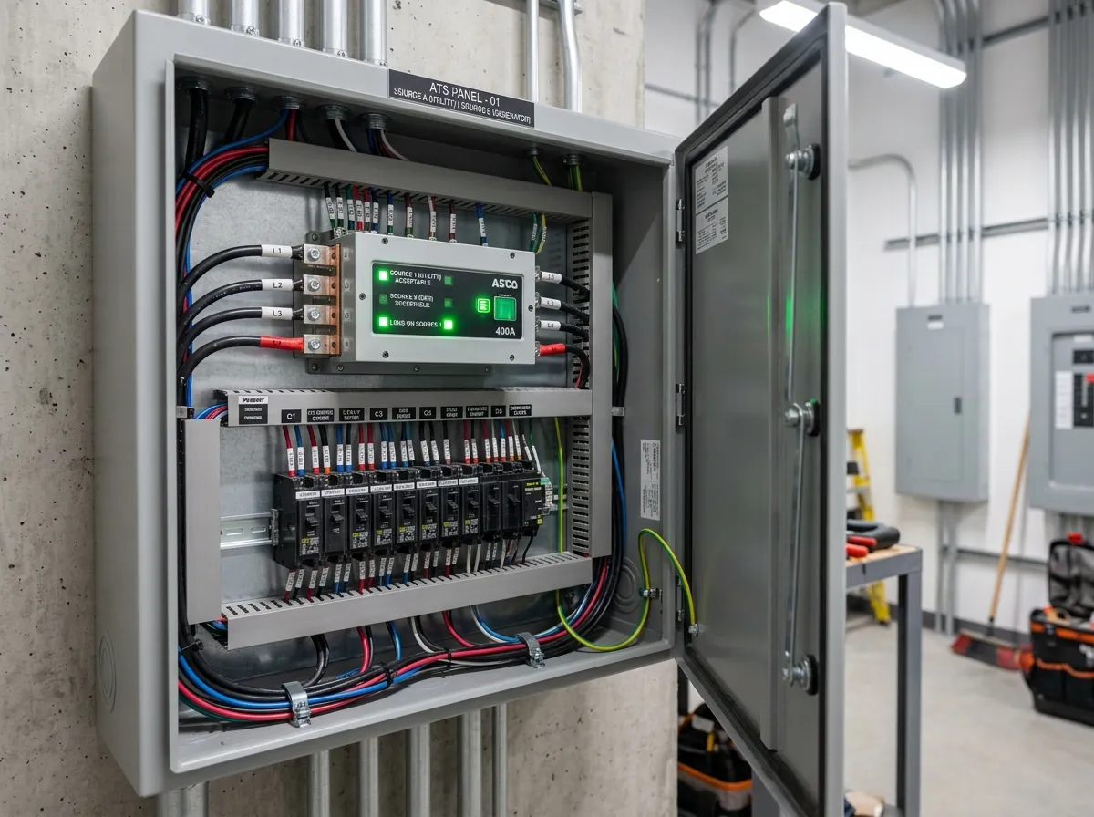 Commercial automatic transfer switch panel installed by JLC Electrical Contractors LLC Commercial automatic transfer switch panel installed by JLC Electrical Contractors LLC